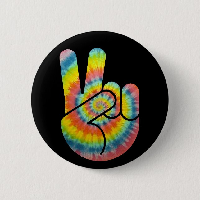 Tie Dye Friedenshand Button (Vorderseite)