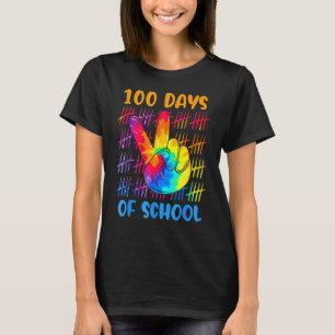 Tie Dye Friedenshandzeichen 100 Tage Schule 100. T-Shirt
