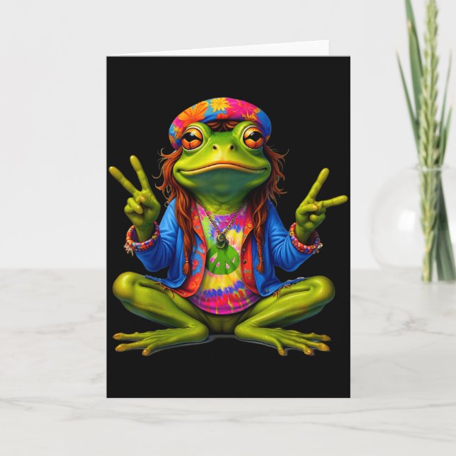 Tie-dye Frog Peace Sign 60s 70s Hipe Men Women  Karte (Vorderseite)