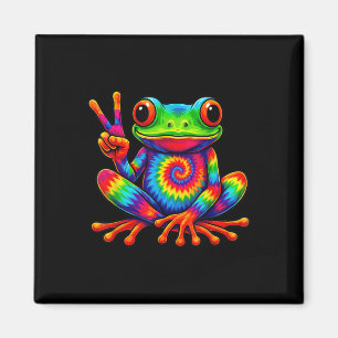 Tie-Dye-Frosch-Friedenszeichen-Hippie für Männer F Magnet