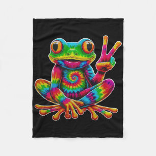 Tie-Dye-Frosch-Friedenszeichen-Hippie-Weihnachtsfr Fleecedecke