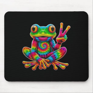 Tie-Dye-Frosch-Friedenszeichen-Hippie-Weihnachtsfr Mousepad