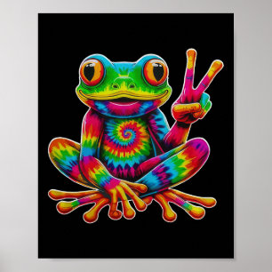 Tie-Dye-Frosch-Friedenszeichen-Hippie-Weihnachtsfr Poster