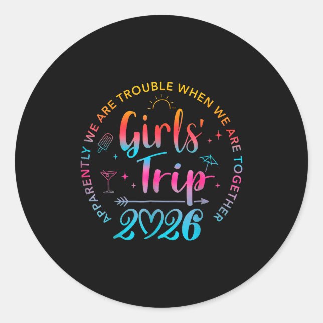 Tie Dye Girls Trip 2026 Trouble When We Are Togeth Runder Aufkleber (Vorderseite)