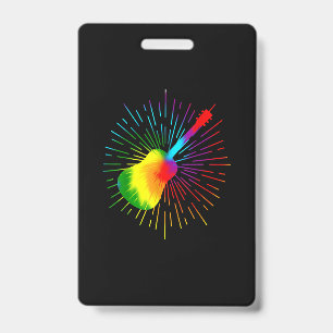 Tie-Dye-Gitarren-Musik-Design Bunter Gitarrist Ausweis