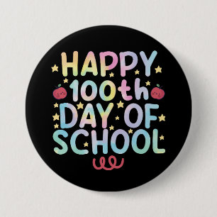 Tie Dye Happy 100. Schultag Lehrer Student Button