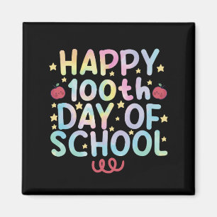 Tie Dye Happy 100. Tag der Schule Lehrer Schüler Magnet