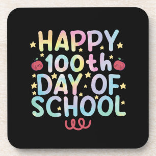 Tie Dye Happy 100. Tag der Schule Lehrer Student Getränkeuntersetzer
