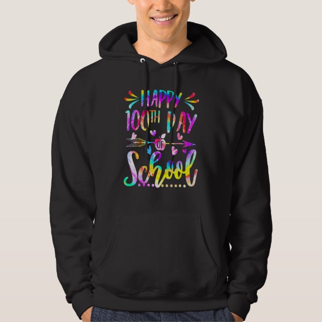 Tie Dye Happy 100th Day Of School Teacher Student  Hoodie (Vorderseite)