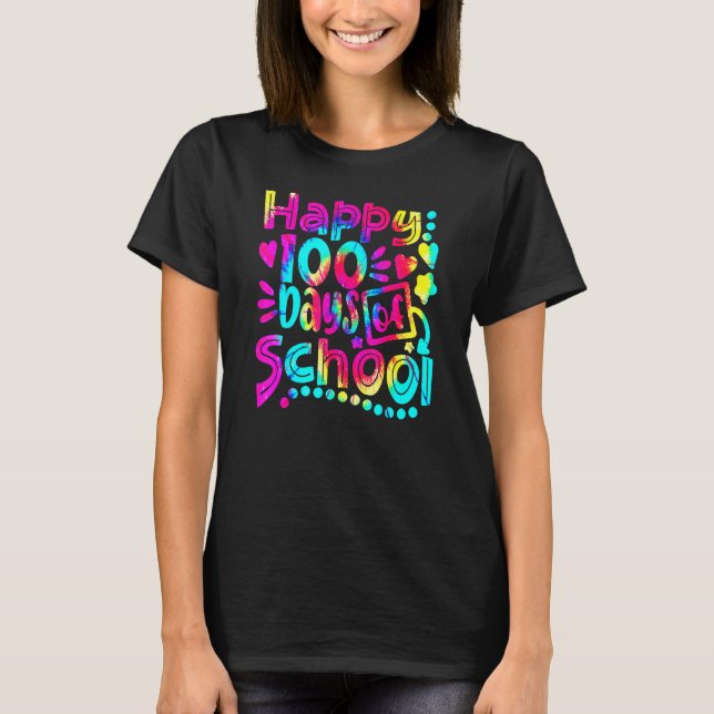 Tie Dye Happy 100th Day Of School Teacher Student  T-Shirt (Vorderseite)