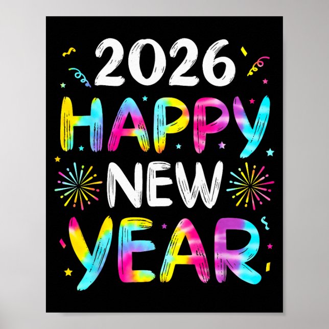 Tie Dye Happy New Year 2026 Family Matching New Ye Poster (Vorne)