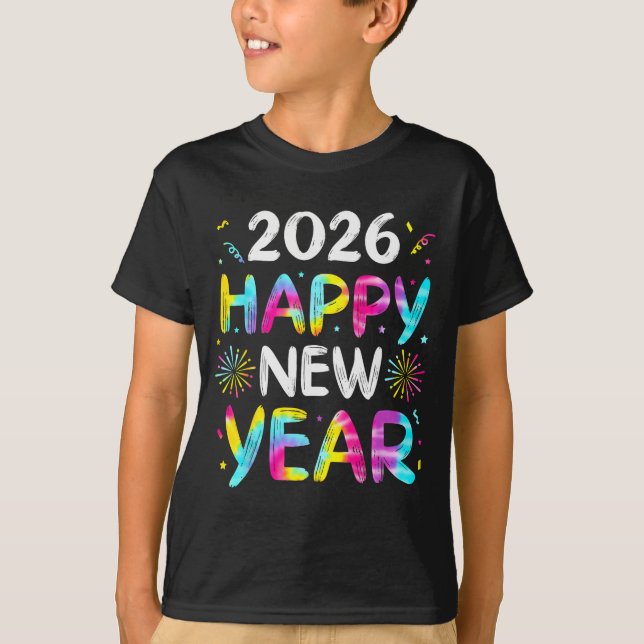 Tie Dye Happy New Year 2026 Family Matching New Ye T-Shirt (Vorderseite)