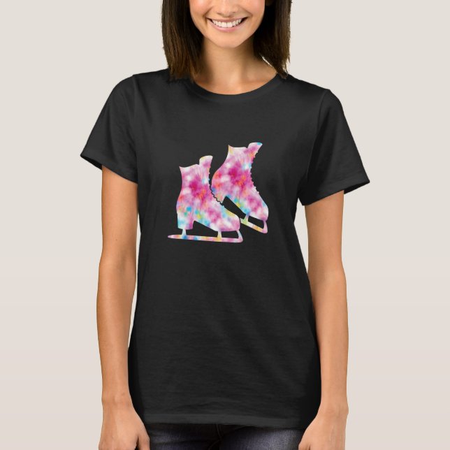Tie Dye Ice Skates Ice Skating Figure Skating Girl T-Shirt (Vorderseite)