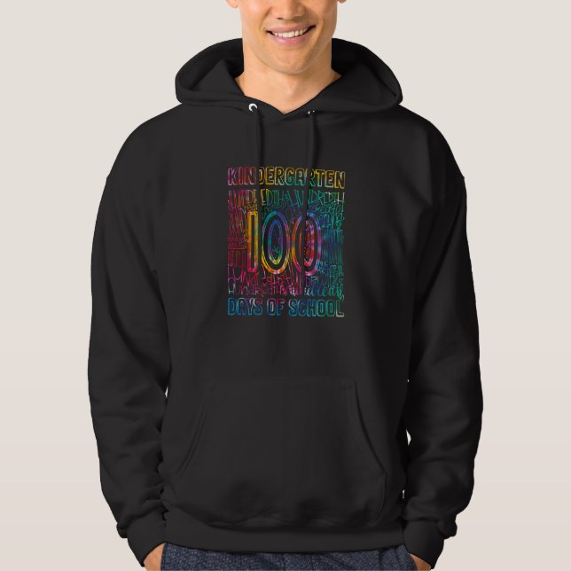 Tie Dye Kindergarten Typography 100 Days Of School Hoodie (Vorderseite)