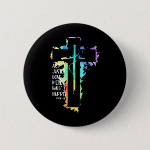 Tie Dye Kreuz Micha 68 Handle gerecht Bibel Schrif Button