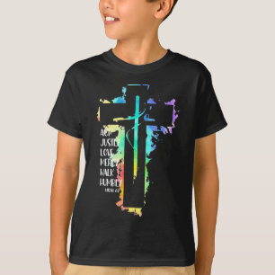 Tie Dye Kreuz Micha 68 Handle gerecht Bibel Schrif T-Shirt
