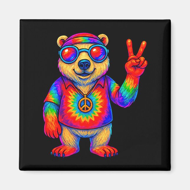 Tie-dye Lar Bear Peace Sign Hip  Magnet (Vorne)