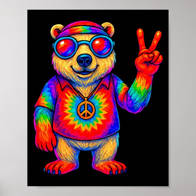 Tie-dye Lar Bear Peace Sign Hip  Poster (Vorne)