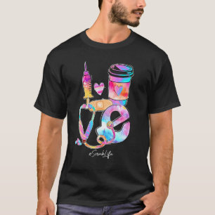 Tie Dye Liebt Scrub Life Stethoskop Pflege Kranken T-Shirt