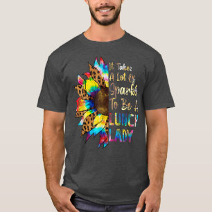 Tie Dye Mittagessen Dame Lehrer Sonnenblume Leopar T-Shirt