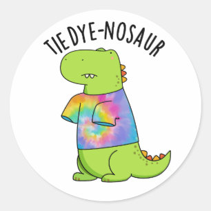Tie-dye-nosaur Lustiger Dinosaurier-Wortwitz Runder Aufkleber