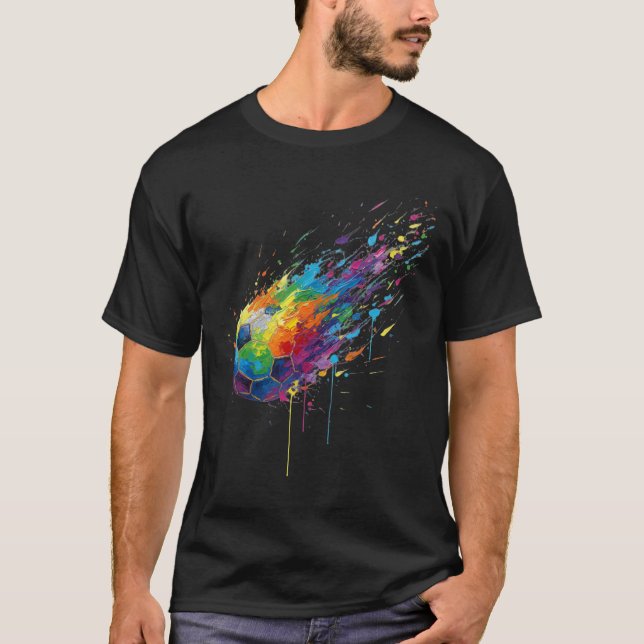 Tie-dye Paint Splats Soccer Footbyll Player Fans E T-Shirt (Vorderseite)
