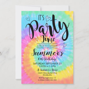 Tie-Dye-Party-Einladung Es ist Partyzeit Einladung