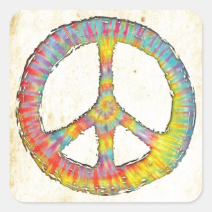 Tie-Dye Peace 713 Quadratischer Aufkleber