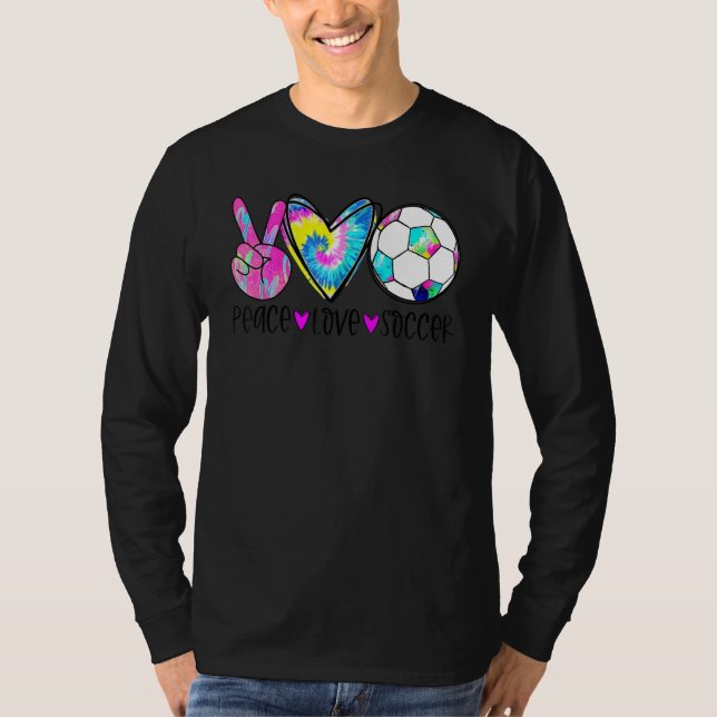 Tie Dye Peace Love Soccer Cute Design Heart Ball T-Shirt (Vorderseite)