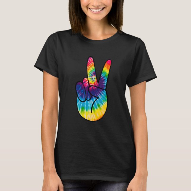 Tie Dye Peace Sign Hand  Hippies V   1 T-Shirt (Vorderseite)
