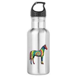 Tie-Dye-Pferd Vintage-Stichvektor Kunst Edelstahlflasche