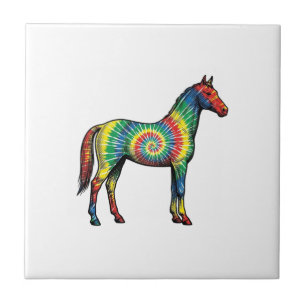 Tie-Dye-Pferd Vintage-Stichvektor Kunst Fliese