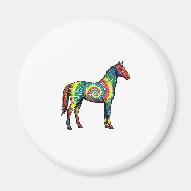 Tie-Dye-Pferd Vintage-Stichvektor Kunst Magnet (Vorne)