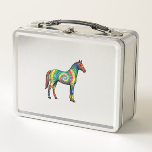 Tie-Dye-Pferd Vintage-Stichvektor Kunst Metall Brotdose
