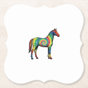 Tie-Dye-Pferd Vintage-Stichvektor Kunst Untersetzer