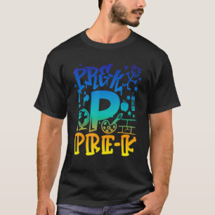 Tie Dye Pre K Team Lehrer Junge Graffiti Stil Rück T-Shirt
