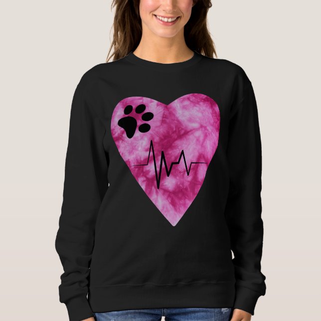 Tie Dye Print  Pet Love Heartbeat Pulse Sweatshirt (Vorderseite)