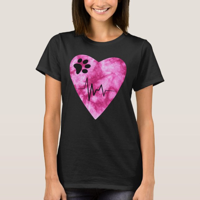 Tie Dye Print  Pet Love Heartbeat Pulse T-Shirt (Vorderseite)