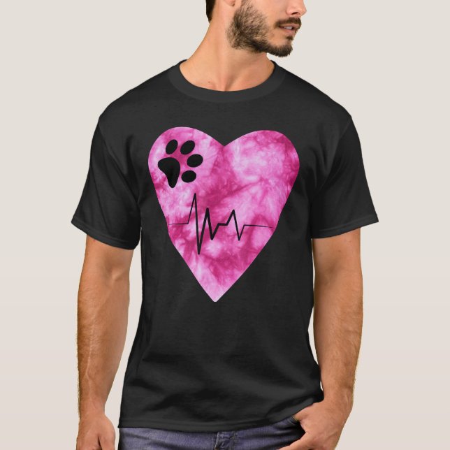 Tie Dye Print  Pet Love Heartbeat Pulse T-Shirt (Vorderseite)
