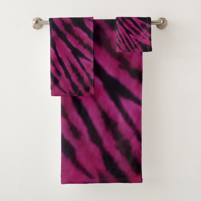 Tie-Dye Purple Pink Black Hippie Retro Pattern  Badhandtuch Set (Insitu)