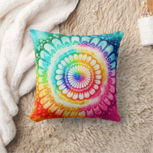 Tie Dye Regenbogenfarben Helle Retro Kissen