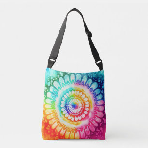 Tie Dye Regenbogenfarben Retro Hippie Groovy Tragetaschen Mit Langen Trägern