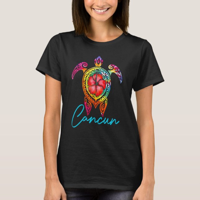 Tie Dye Sea Turtle Cancun  For Family Vacation T-Shirt (Vorderseite)
