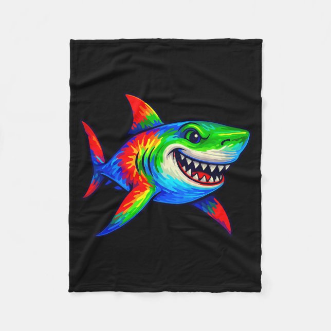 Tie-dye Shark Peace Sign Hipe  Fleecedecke (Vorderseite)