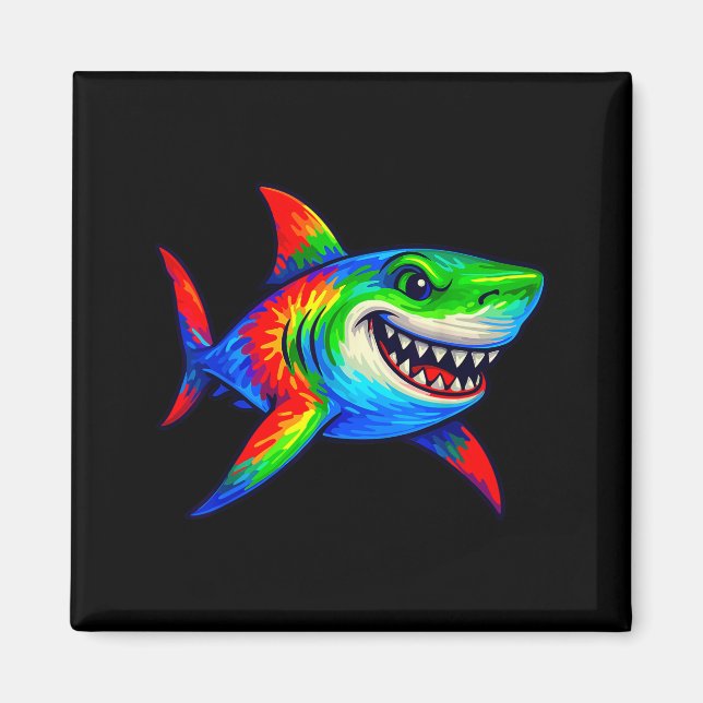Tie-dye Shark Peace Sign Hipe  Magnet (Vorne)