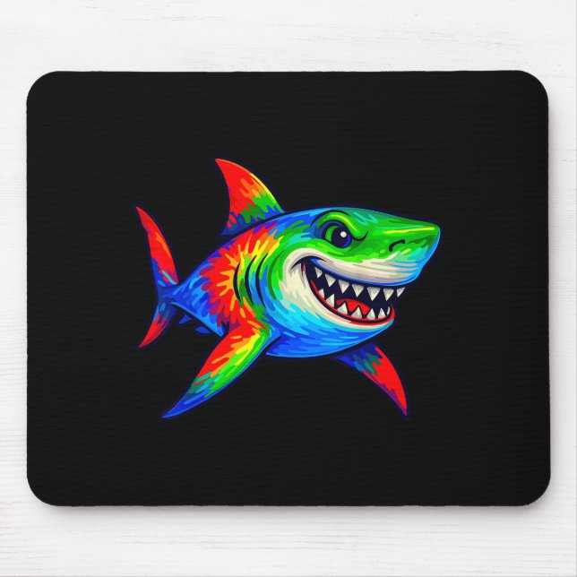 Tie-dye Shark Peace Sign Hipe  Mousepad (Vorne)