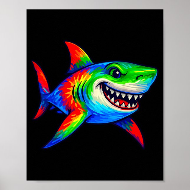 Tie-dye Shark Peace Sign Hipe  Poster (Vorne)
