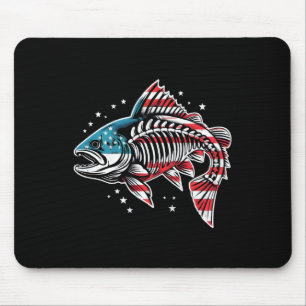Tie-Dye-Skelett-Lachs-Amerikanischer 4. Juli-Fisch Mousepad