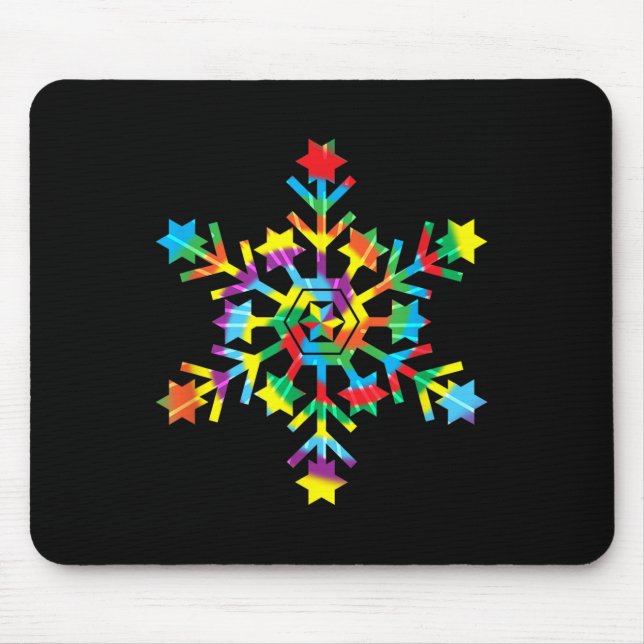 Tie Dye Snowflake Retro Hipe Christmas Holiday Xma Mousepad (Vorne)