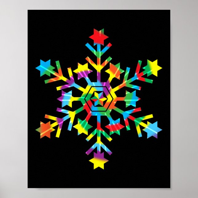 Tie Dye Snowflake Retro Hipe Christmas Holiday Xma Poster (Vorne)
